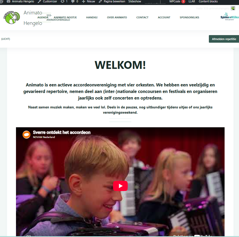 Voorbeeld van de oude Animato-website